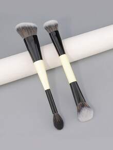 1/2 双头面部化妆刷，适用于粉底轮廓腮红高光和遮瑕刷，高级合成化妆刷套装。 - 彩色 - 查看 7