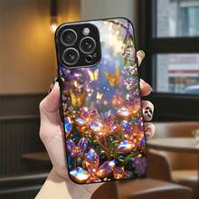 Funda de Teléfono: Funda de Teléfono de Plástico con Textura de Cristal de Mariposa Dorada, Adecuada para iPhone 17 Air/16 Plus/15 Pro Max/14/13 Mini/12/11/X/XR/XS/7/8/SE/6S/5, Regalo Unisex - Colores mixtos - Ver 6