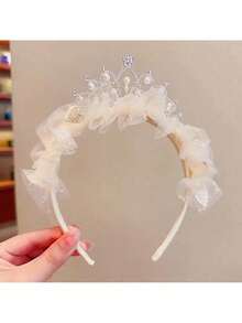 1 Piece Pastel Pink/Blue/White - Elegant Floral Pattern, Lightweight Princess Headband Suitable Girls And Teenagers - Weddings, Birthday Parties, Proms, Photography Photos - All-Season Formal And Everyday Hair Accessories, Birthday Party Dress Up, Exquisite Design, Festive Wear IW6G - 1件藍色公主皇冠頭帶 - 查看 2