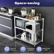 SanBouSi Stainless Shelves Unit Metal Shelf Rack 3 Layer Kitchen Storage Organizer Stand - Silver - View 1