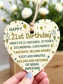 1 Peça Presente de Aniversário para Filhas/Filhos/Casais, Placa de Coração de Madeira, Decoração de Festa, Artesanato, Ornamentos, Decoração de Cena, Presente Ideal para Melhores Amigos, Decoração de Festa de Feriado (Com Corda) - Multicolorido - Visão 23