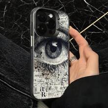 Funda de Teléfono con Diseño de Ojos Blancos y Texto para iPhone 14 13 12 11 Pro Max y  Galaxy S23 S22 S21 S20 Adecuada para Todas las Estaciones Opción de Regalo Ideal - Negro - Ver 4