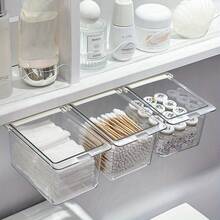 3/1pc - Storage Box Under The Mirror Cabinet | Hanging Rack Under The Hanging Cabinet, Adjustable Bathroom Shelf | Organize The,Multi Functional Storage Box Set - Suitable For Storing Cosmetics, Snacks, Etc. - Made Of Plastic Material, Can Be Used In Kitchens, Bathrooms, And Dormitories