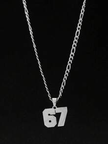 1pc Minimalist 67 Necklace, Suitable For Everyday Wear - Silver - View 6