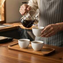 1pc Large Acacia Wood Serving Tray, Food Platter, Charcoal Board For Kitchen Counter, Charcuterie Board, Candle Holder, Fruit & Cheese Plate - Yellow - View 2