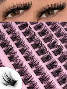 120pcs Cluster Lashes 8-16mm Wispy Individual Lashes Natural Look Lashes Fluffy Cluster Lash DIY Eyelash Extension Made From Premium Synthetic - Black - View 2