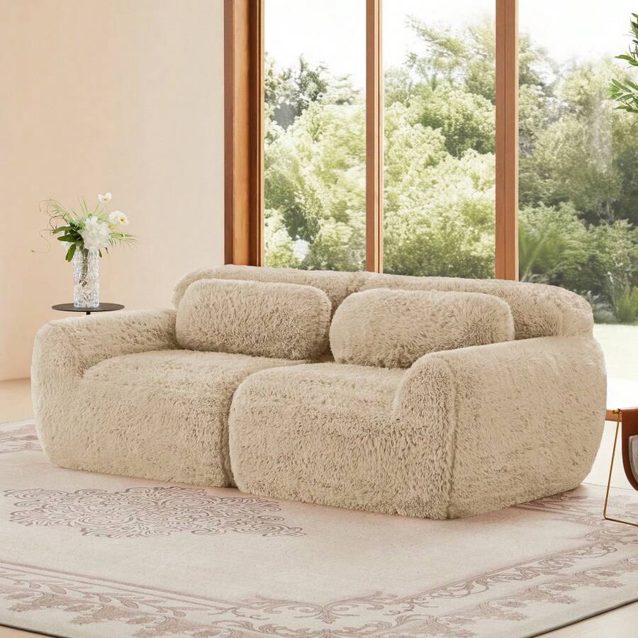 Sofas & Couches - Light Khaki + Plush + 2 Seat - View 1