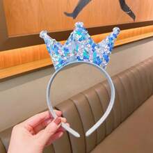 Birthday Christmas Crown Headband For Girls Sequins Glitter Crowns Headbands For Sister Halloween Costumes Cosplay Hair Accessories For Girls Crown Hairbands Party Head Band - Blue - View 3