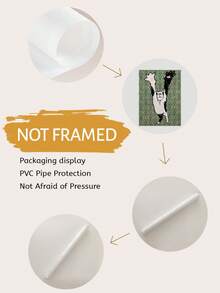 1幅现代抽象猫咪墙画海报 - 绿色和黑白极简主义帆布印刷品，无框，当代柔和绿叶和黑白猫咪图案，适用于客厅、卧室、浴室、厨房装饰 - 舒缓的家居装饰，乔迁礼物，圣诞节、万圣节、秋冬季装饰，用途广泛的室内墙面挂饰，适合现代和传统室内设计，极简猫咪设计，2D平面，完美的房间装饰 - 彩色 - 查看 7