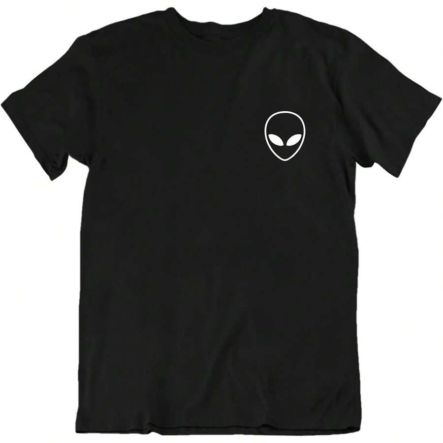 Camiseta de regalo de cumpleaños divertido OVNI alienígena para hombres y mujeres, gráfica personalizada, impresa, camisetas de verano para hombres y mujeres - Negro - Ver 1