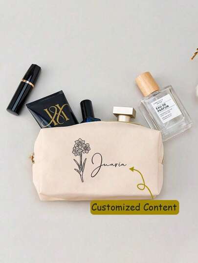 Personalized Cosmetic Bags, Customized Travel Storage Bags, Toiletry Bags, Zippered Cosmetic Pouches, Gifts For Sisters, Women, Bridesmaids, Brides, Birthdays, Valentine's Day, Suitable For All 4 Seasons