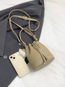 Women's Fashionable Versatile Retro Mini Bucket Crossbody Bag - Khaki - View 5