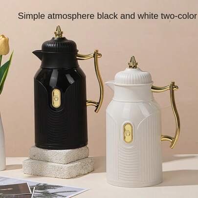 1pc - 1L Large Capacity Thermal Water Bottle, Gold-Plated Teapot/Coffee Pot, Hot Water Bag, Press Button Glass Inner Vacuum Flask, Eagle Beak Spout Design To Prevent Spilling