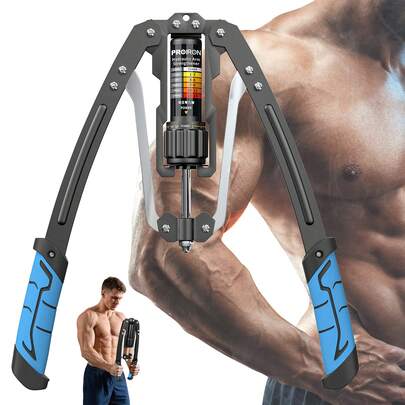 Vandise Adjustable Hydraulic Arm Strength Trainer 2-20 Level One-Press Resistance Biceps Forearm Ab Muscle Chest Expander W/Tail Lock