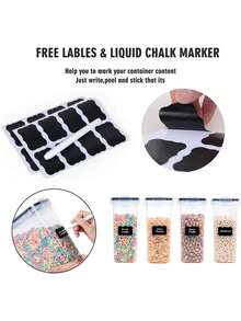 4pcs2.5l  Food Storage Container With Lid, Candy Jars With Lids, Biscuit Tea Candy Can, Pet Snack Can, Kitchen Pantry Organization And Storage, Dry Food Canisters For Cereal, Pasta, Flour, Sugar, Food Preservation Bottle, Home Kitchen Supplies - 黑與白 - 查看 7