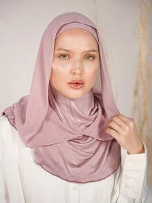 1pc Women 2 In 1 Instant Hijab Scarf, Chiffon Scarf Combo, Hijab, Soft & Breathable Material, Suitable For Daily Wear - Twice  Hijab - View 5