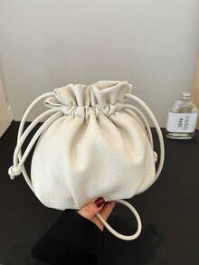 Women's Casual Versatile Drawstring Bucket Bag - Beige - View 7