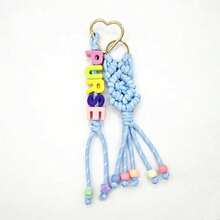 1个定制彩色信件袋挂饰编织彩色流苏绳心形钥匙扣姓名牌情人节礼物Y2K可爱 - 彩色 - 查看 24