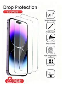 2pcs Full Screen Tempered Glass Screen Protector, Fully Protect The Screen, Compatible With IPhone 17/17Pro/17ProMax/16/16ProMax/16Pro/15/15ProMax/14/13/12/11/ProMax/XS/X/XR, Clear Protective Film, Waterproof, Shockproof, Anti-Fall, Anti-Scratch, Anti-Fingerprint Screen Protection Essentials, Applicable To Daily Shield, Office, Home Daily Shield Office Home Phone Screen Protector Phone Accessories Scratch Resistant - Clear - View 12
