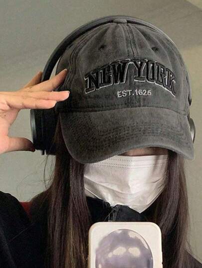 1 szt. haftowana czapka z daszkiem "NEW YORK", regulowana, chroniąca przed słońcem, codzienna czapka, odpowiednia na wiosnę/jesień, podróże, na plażę, unisex, w stylu Y2K