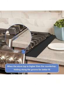 1 Piece Stove Side Protector, Silicone Stove Gap Cover, 21inch Length And Width Oven Stove Gap Cover, Stove Side Protector Filling Strip, Between Oven And Countertop, Dishwasher, Dryer, Easy-To-Clean Heat-Resistant Gap Protector, Black - 黑色 - 查看 7