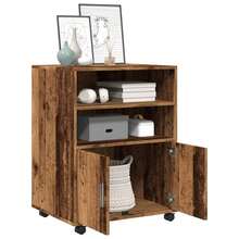 vidaXL Armoire à roulettes vieux bois 60x48x81 cm ingénierie du bois - Tabac - Voir 1