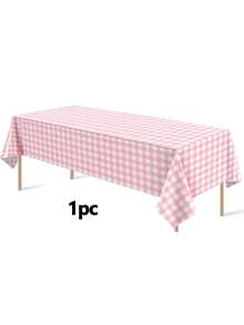 1 pièce Nappe en plastique jetable, nappe à carreaux imperméable noire/rouge/rose/bleue, convient pour les pique-niques en plein air, la cuisine et les fêtes de vacances - 137x274cm - Voir 8