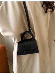 2026 New High-Quality Lipstick Case, Mini Square Bag, New Solid Color Versatile Handbag, Women Purse - Black - View 7