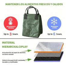 Bolsa de Almuerzo Térmica, Reutilizable Bolsa de Almuerzo Tipo Tote, Fácil de Limpiar, Impermeable, Bolsa de Almuerzo Térmica para Refrigerador, Adecuada para el Trabajo, Picnic (Verde),38072771 - Mostaza Amarilla - Ver 6