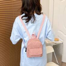 Mochila minimalista de unicolor de nailon, versátil y de moda - Rosa - Ver 5