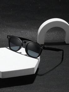 1副男士经典方形时尚眼镜，黑色聚碳酸酯镜框，休闲风格，适合日常通勤，带眼镜盒 - 彩色 - 查看 10