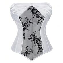 Jutrisujo Women's Corset Bustier Top Lace-Up Gothic And Vintage Inspired Design Suitable For Burlesque Victorian And Renaissance Themed Outfits Plus Size - 71019-Trắng - Xem 13