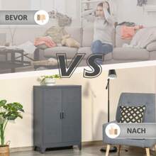 Louvered Door Filing Cabinet, Storage Cabinet, Metal Cabinet With 2 Adjustable Shelves, 75 X 33 X 110 Cm, Grey - Grey - View 7