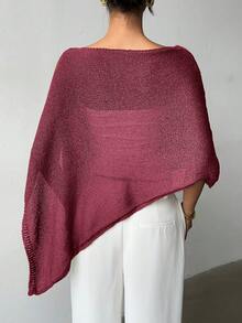 时尚优雅宽松针织披肩开衫，女款，宽松版型，轻盈，非常优雅，适合春夏休闲外出、休闲旅行、海滩，各种风格