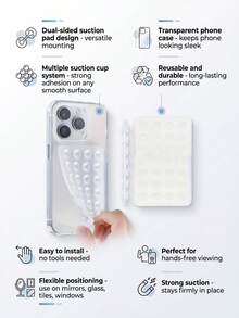 2个装透明硅胶双吸盘车载手机支架 - 免提自拍/视频支架，兼容/安卓手机，防滑仪表盘垫 - 新年车载小工具，冬季公路旅行必备，旅行配件，节日科技礼品，通用车载收纳袋 - 彩色 - 查看 5