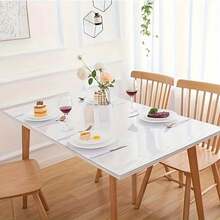 High Quality 1mm Thick Transparent PVC Tablecloth - Waterproof, Oil-Proof, Scratch-Resistant, Heat-Resistant, Easy To Clean, Suitable For Home, Kitchen, Hotel, Restaurant And Cafe Tables, Minimalist And Fashionable Transparent Tabletop Protector - White - View 4