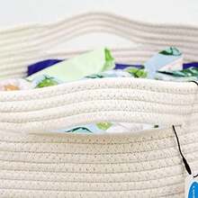 OpenHICasaphoria Cesta de almacenamiento de cuerda de algodn tela extragrande para organizar, cestas altas redondas tejidas para ropa, manta, toallas, cesta de lavandera de gran capacidad para bao, sala - beige+modern - Ver 4