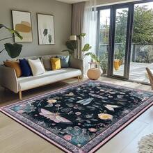 Vintage Butterfly Area Rug For Living Room Gothic Moth Area Rug Non Slip Large Rug For Living Room, Bedroom, Farmhouse, Dining Room, Home Decor Black And Pink, Boho Gothic Living Room Area Decor, 84*60inch,Perfect Choice For Gift ,Stylish And High-Quality Rugs, Perfect For  Decorations And GiftsHome Decor, The Best Choice For Gothic-Style Birthday Gifts - Moth 03 - View 7