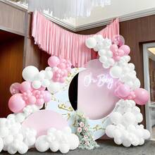 51个/粉白气球，10/12英寸柔和婴儿粉哑光白乳胶气球套装，含五彩纸屑气球，适合女孩、公主、女性生日、婴儿派对、新娘送礼会、周年纪念、订婚、婚礼派对装饰 - 彩色 - 查看 5