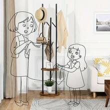 Coat Stand, Coat Rack for Hallway, Freestanding Coat Rack Stand with 8 Hooks, Storage Shelves, Hall Trees for Clothes, Rustic Brown - A-Braun - Übersicht 2