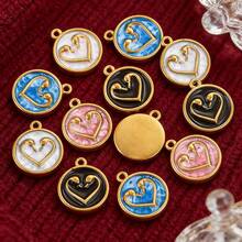 5款18K镀金不锈钢珐琅滴水心形吊坠饰品，可用于手工制作手链、项链、DIY耳环、项链饰品制作、吊坠配件 - 彩色 - 查看 6