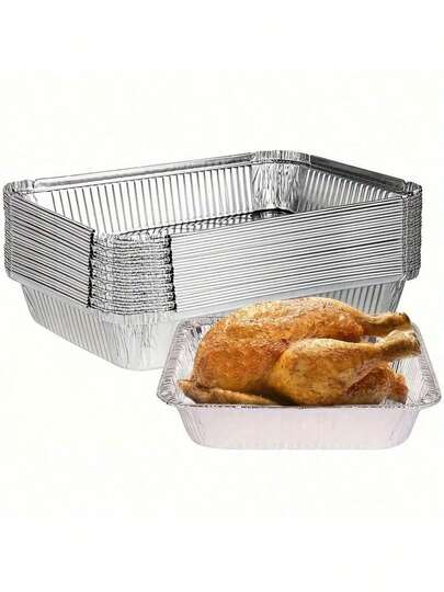 30Pcs Disposable Aluminum Foil Pot, Can Be Applied To Outdoor Barbecue,20/10Pcs Kitchen Steam Box, Convenient,1Pc Practical And Clean(Lunch Box Without Lid).