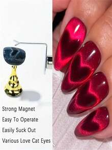 Que keo dán mắt mèo từ tính hình chữ Y - Que nam châm hình trái tim (Cách sử dụng: Sau khi thoa keo mắt mèo, giữ nam châm gần móng tay trong 5-10 giây, hiệu ứng sẽ hiện ra.), Sử dụng chuyên nghiệp tại salon và tại nhà. Thiết kế hình chữ Y chính xác, nghệ thuật vẽ móng thanh lịch, chất liệu kim loại, dễ dàng sử dụng, vật dụng không thể thiếu cho những người yêu thích nghệ thuật vẽ móng, quà tặng cho bạn gái, quà Giáng sinh. - Nhiều màu - Xem 2