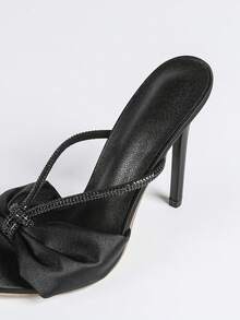 French Fashion Crystal Crossed Pointed Toe Slip-On Sandals For Women, Sexy Versatile High Heels, Summer New Arrival - Black - View 8