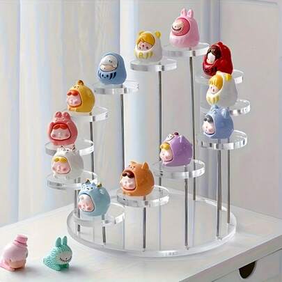 1pc 12-Tier Clear Acrylic Display Tower, Children's Doll Display Rack With Sturdy Round Base - Multi-Layer Vertical Shelf, Suitable For Jewelry, Mini Figurines, Dolls, Candies And Sweets - Freestanding Display Cabinet With Transparent Compartments, No Power Needed, Space-Saving Decor For Home, Office, Retail - Ideal For Collectors And Retail Display, Tiered Storage Box, Jewelry Sellers, Home Decor, Jewelry Tower, Holiday Party Decoration