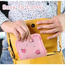 Cute Sanitary Pad Organizer & Travel Bag -  Zipper Closure, Lightweight & Spacious Period Pouch For Women, Girls - Everyday Use - Compatible With Sanitary Pads & Tampons - Easy-Clean Fabric - đào hồng - Xem 4