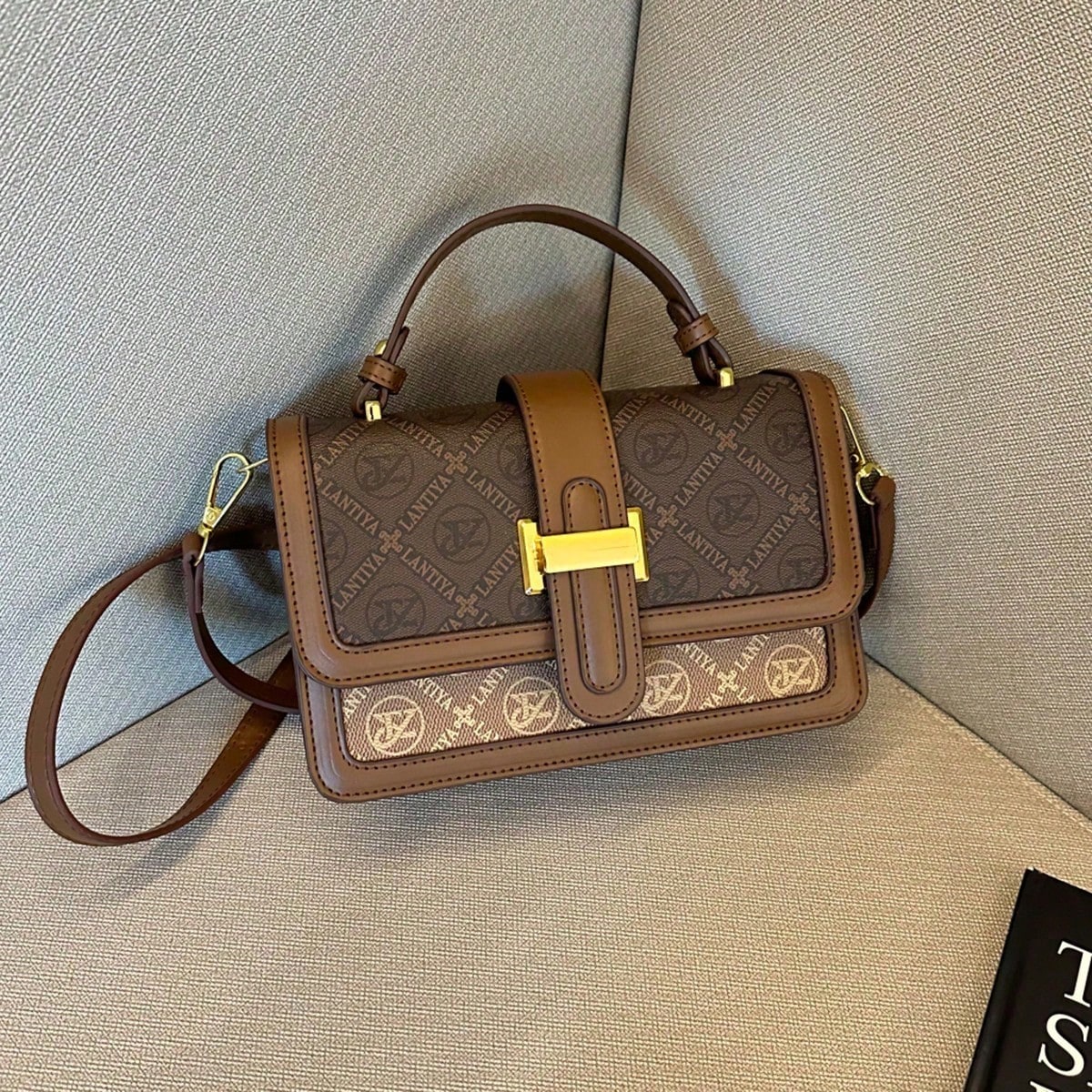 Bolso de mujer, bolso de mano vintage de gran capacidad, bolso cruzado de lujo de PU, bolso de mano y de hombro clásico y casual de mujer