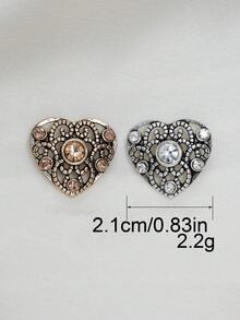 10颗/套 复古镂空心形水钻金属纽扣，优雅装饰外套、毛衣、皮草、西装、开衫、花束、手提包、DIY配饰 - 彩色 - 查看 3