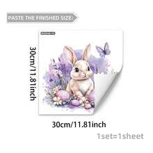 1件复活节兔子花环和彩蛋墙贴，DIY可移除PVC自粘贴纸，适用于春季卧室、客厅、阳台和窗户装饰 - 彩色 - 查看 14