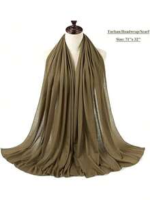 Wraps Stretch Scarf Long African Hair Wraps Turban Headwraps Jersey Headbands - Dark Army Green - View 2